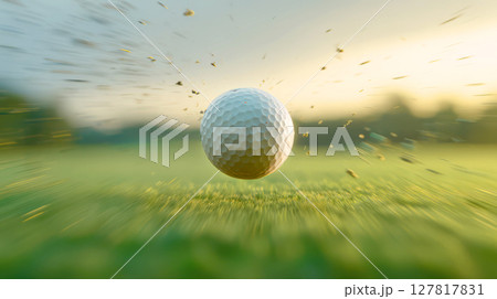 フェアウェイを疾走するゴルフボール 127817831