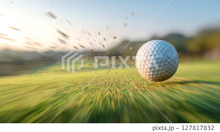 フェアウェイを疾走するゴルフボール 127817832