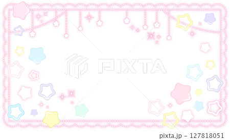 ぷにぷにした星のゆめかわいいパステルカラー背景フレーム ぷにぷにした星のゆめかわいいパステルカラー背景フレーム 127818051