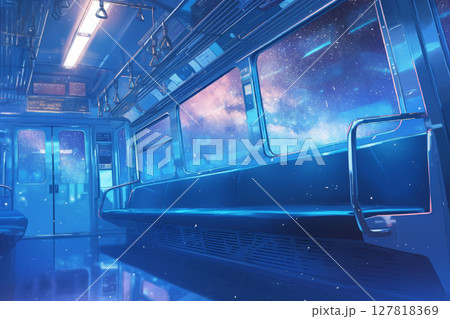 宇宙を走行する列車の中 127818369