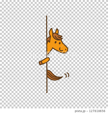 2026, Reiwa 8, Year of the Horse, New Year's greeting, Horse peeking through the wall, Character illustration 2026, Reiwa 8, Year of the Horse, New Year's greeting, Horse peeking through the wall, Character illustration 127818656