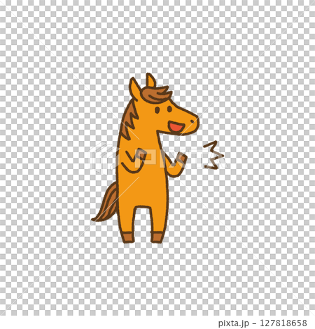 2026年 令和八年 午年 年賀 馬 キャラクターイラスト ガッツポーズ 127818658