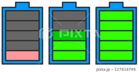 新品の乾電池と放電されて電圧が低い電池のイラスト 新品の乾電池と放電されて電圧が低い電池のイラスト 127818749