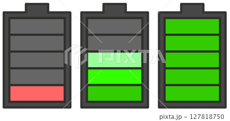新品の乾電池と放電されて電圧が低い電池のイラスト 新品の乾電池と放電されて電圧が低い電池のイラスト 127818750