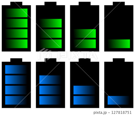 新品の乾電池と放電されて電圧が低い電池のイラスト 127818751