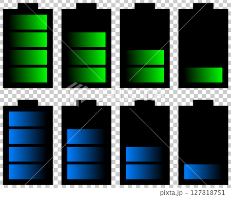 新品の乾電池と放電されて電圧が低い電池のイラスト 127818751