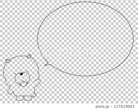 挙手する笑顔のチャウチャウ。吹き出し付き 127819083