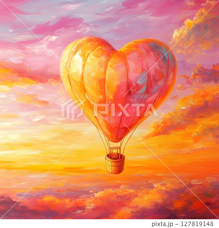 A_whimsical_hot_air_balloon_shaped_like_a_heart 127819148