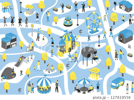 テーマパークを楽しむ人達 テーマパークを楽しむ人達 127819556