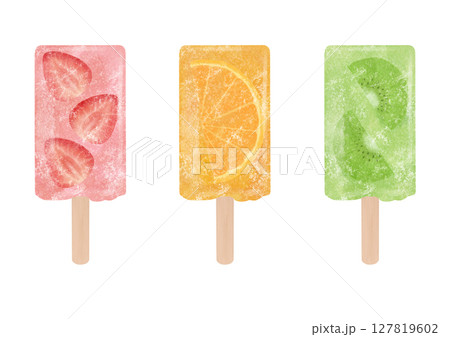 カラフルなフルーツアイスバーのイラスト 127819602