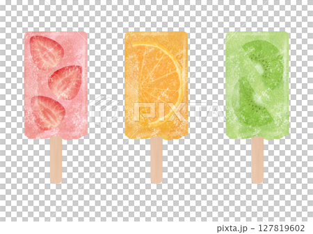 カラフルなフルーツアイスバーのイラスト 127819602
