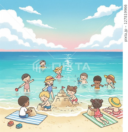 海で遊ぶ子供たち 海で遊ぶ子供たち 127819966