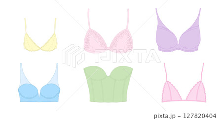 Outline Lingerie Collection Lace Bra Vector Illustration 127820404