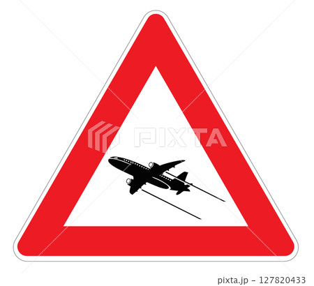 Airplane traffic sign triangle in illustrator 127820433