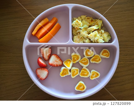 パンケーキやハンバーグ等の栄養満点な離乳食 パンケーキやハンバーグ等の栄養満点な離乳食 127820899