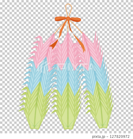リボンのついた千羽鶴のイラスト リボンのついた千羽鶴のイラスト 127820972