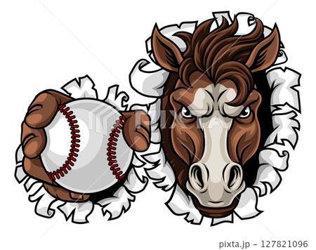 Horse Mustang Stallion Baseball Sports Team Mascot Horse Mustang Stallion Baseball Sports Team Mascot 127821096