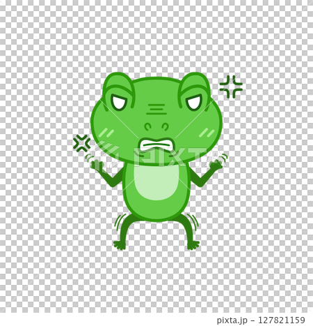 カエルイラスト（緑・激怒） 127821159