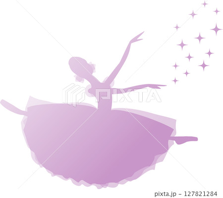 バレエを踊るバレリーナ 薄紫のグラデーションのシルエット バレエを踊るバレリーナ 薄紫のグラデーションのシルエット 127821284
