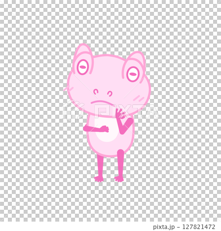 青蛙插畫(桃子、思考) 青蛙插畫(桃子、思考) 127821472