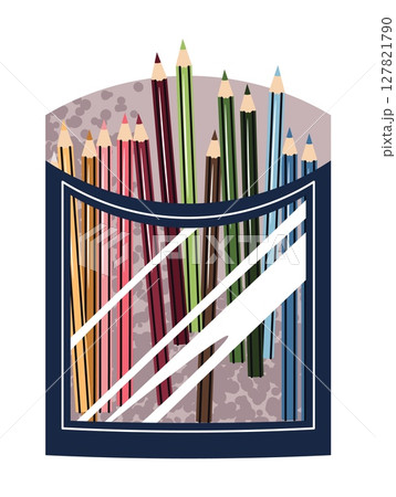 Flat Design Colored Pencils in Box on White Background. Vibrant Artist Set for Drawing, School Projects, and Coloring. Perfect for Stationery Branding, Art Supplies Packaging, and Creative Content. Flat Design Colored Pencils in Box on White Background. Vibrant Artist Set for Drawing, School Projects, and Coloring. Perfect for Stationery Branding, Art Supplies Packaging, and Creative Content. 127821790