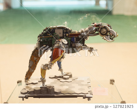 A Futuristic Mechanical Dinosaur Sculpture that embodies innovation and artistic creativity A Futuristic Mechanical Dinosaur Sculpture that embodies innovation and artistic creativity 127821925