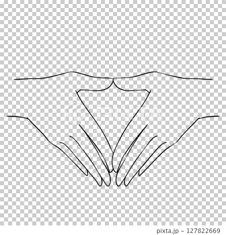 三相印手印的黑白插圖 127822669