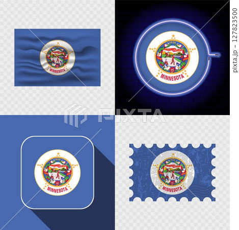 Creative Minnesota Flag Icon Set Collection. 127823500