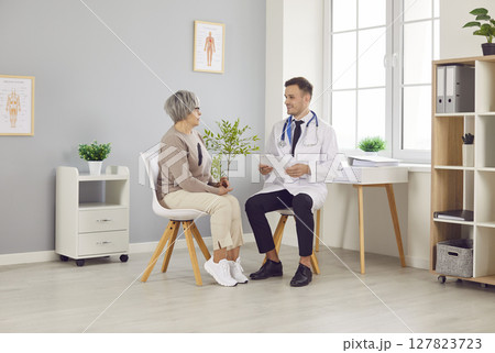 Senior woman patient visiting a doctor at the medical office during medical examination. 127823723