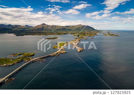 Atlantic Ocean Road aerial photography, Norway. Atlantic Ocean Road aerial photography, Norway. 127823925