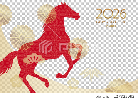 2026 New Year's card template with text space for the Year of the Horse 2026 New Year's card template with text space for the Year of the Horse 127823992