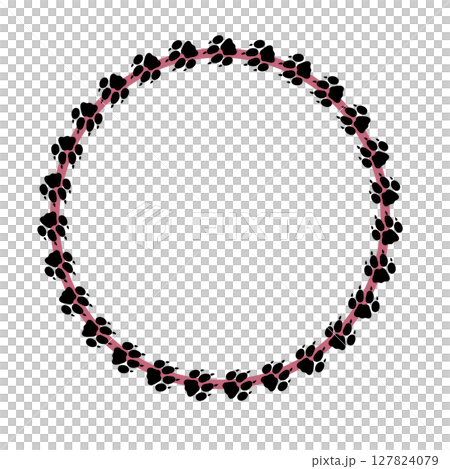 Animal footprint circular decorative frame illustration 127824079