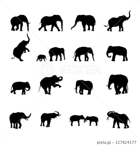 Elephant Silhouettes, Elephant silhouette collection 127824177