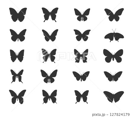Butterflys silhouettes, Butterflies silhouette set Butterflys silhouettes, Butterflies silhouette set 127824179