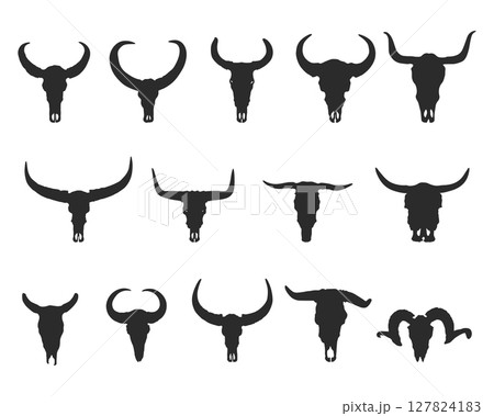 Skull bull silhouette, Buffalo skull silhouettes, Horns and skull silhouette,  Bull skull svg, Bison skulls silhouette 127824183
