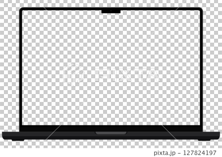 帶有相機的筆記型電腦的插圖向量，從正面看，帶有透明螢幕 127824197
