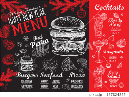 Christmas menu cafe. Food flyer. Restaurant menu. Template design. Christmas menu cafe. Food flyer. Restaurant menu. Template design. 127824235