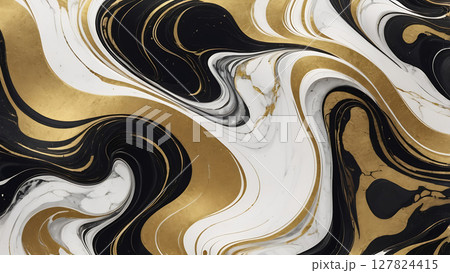 Flowing Marble Textures in High Contrast Abstract 127824415