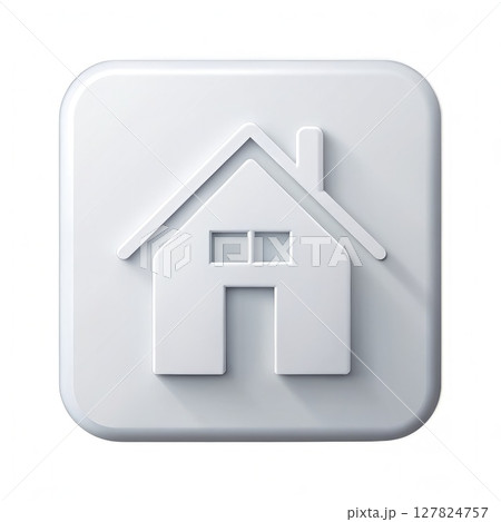 White Square Button With House Icon. Generative AI White Square Button With House Icon. Generative AI 127824757