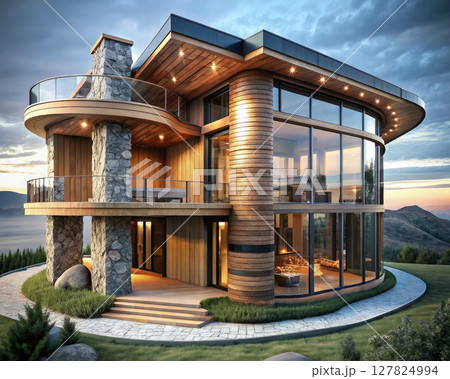 Stunning House With Abundant Windows. Generative AI 127824994