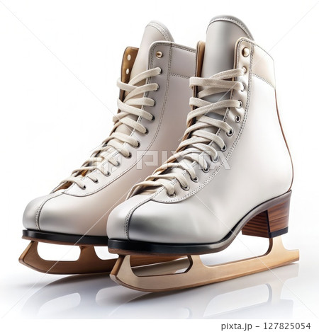 Pair of Ice Skates Balanced. Generative AI 127825054
