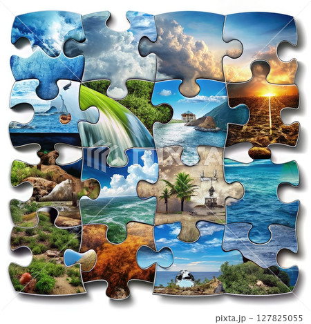 Puzzle Piece With Ocean Picture. Generative AI 127825055