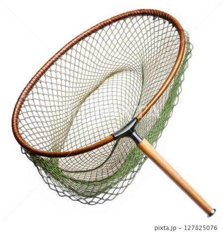 Wooden Handle Fishing Net on White Background. Generative AI 127825076