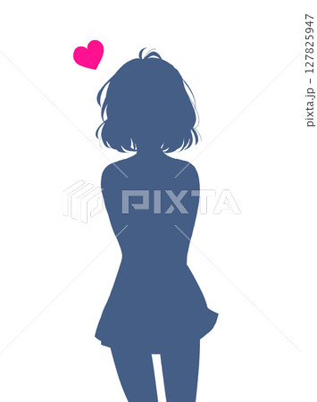 若い女性　恋　夏服　もじもじ　シルエット 127825947