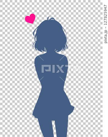 若い女性　恋　夏服　もじもじ　シルエット 127825947