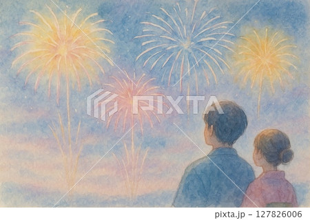 花火大会　カップル　デート　イメージ 127826006
