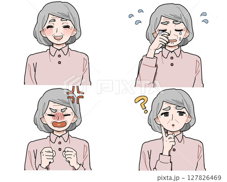 感情表現をする高齢者女性 127826469