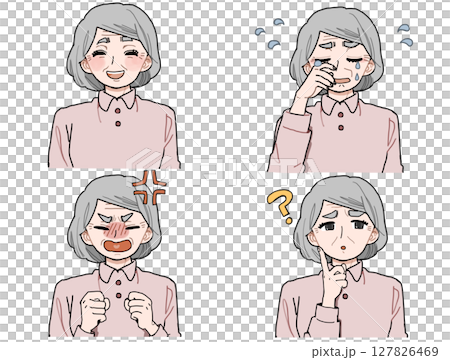 感情表現をする高齢者女性 127826469