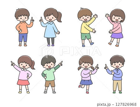 示すポーズの子どもたちのセット 127826968