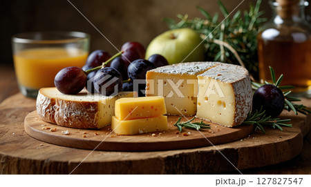 cheese honey and figs on the table cheese honey and figs on the table 127827547